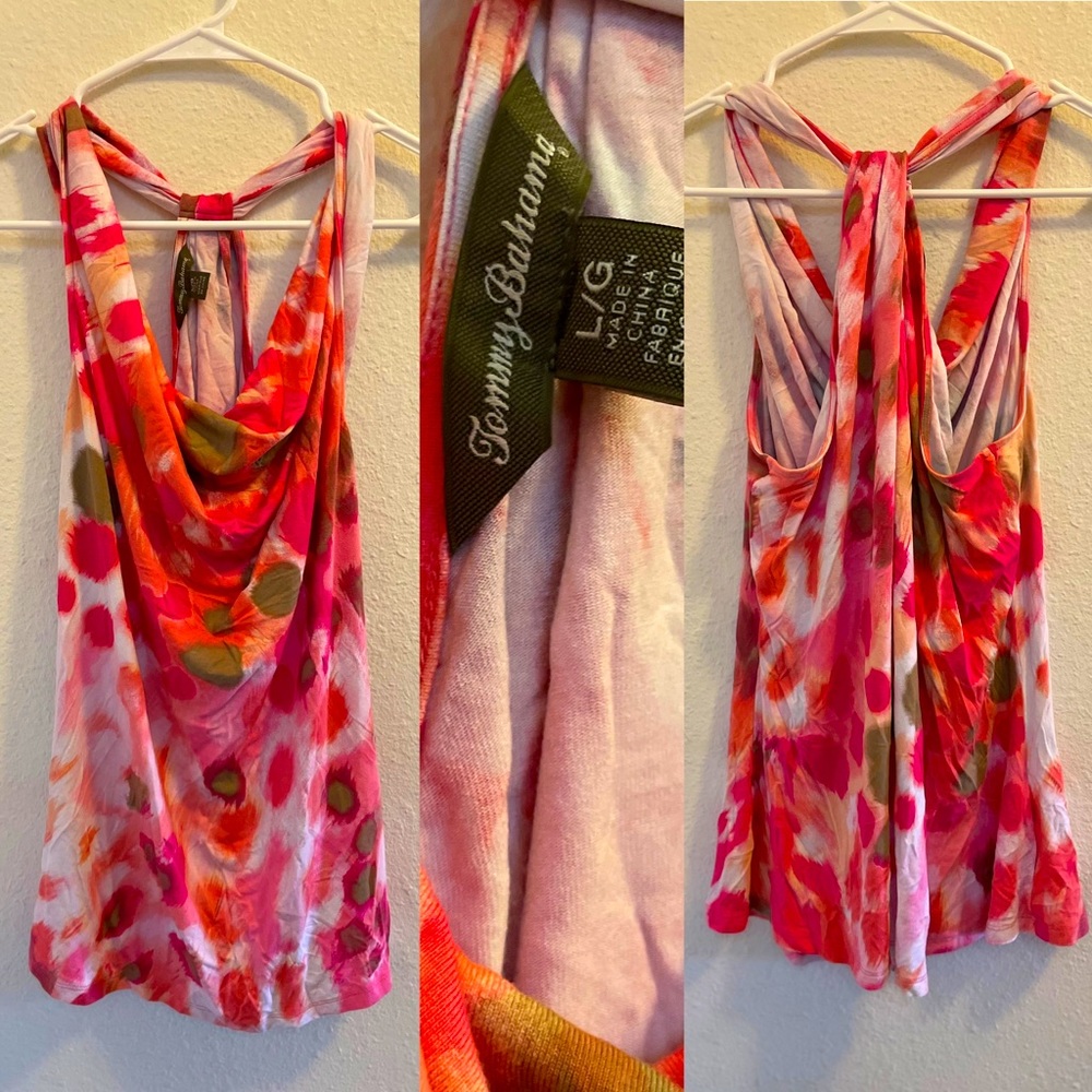 Tommy Bahamas pink orange red olive tank top